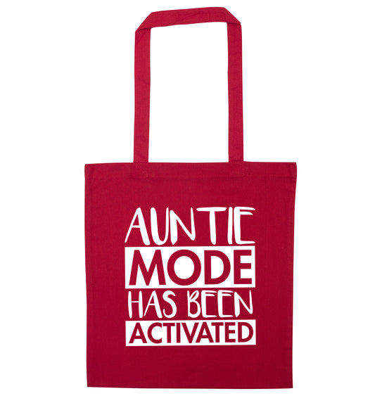 Auntie mode activated red tote bag