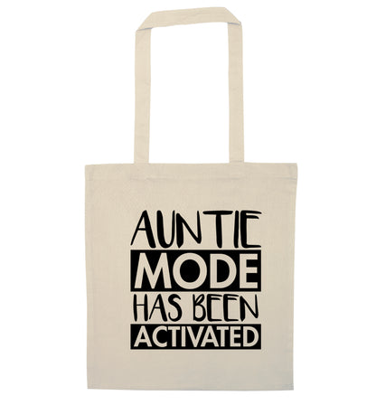 Auntie mode activated natural tote bag