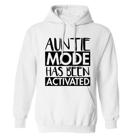 Auntie mode activated adults unisex white hoodie 2XL