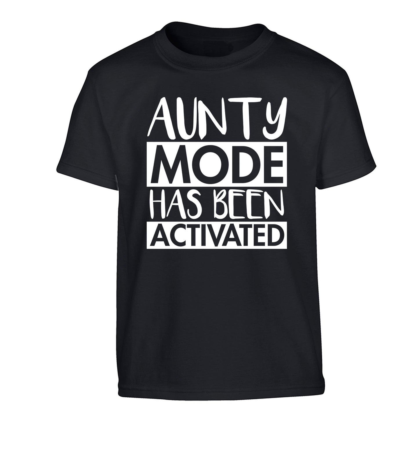 Aunty mode activated Children's black Tshirt 12-14 Years