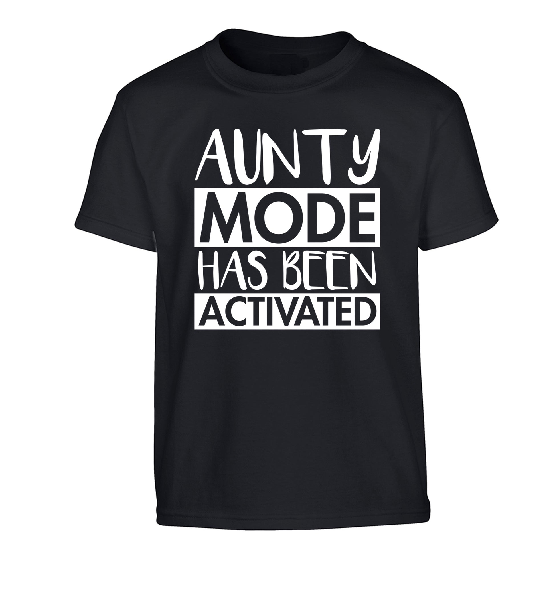 Aunty mode activated Children's black Tshirt 12-14 Years