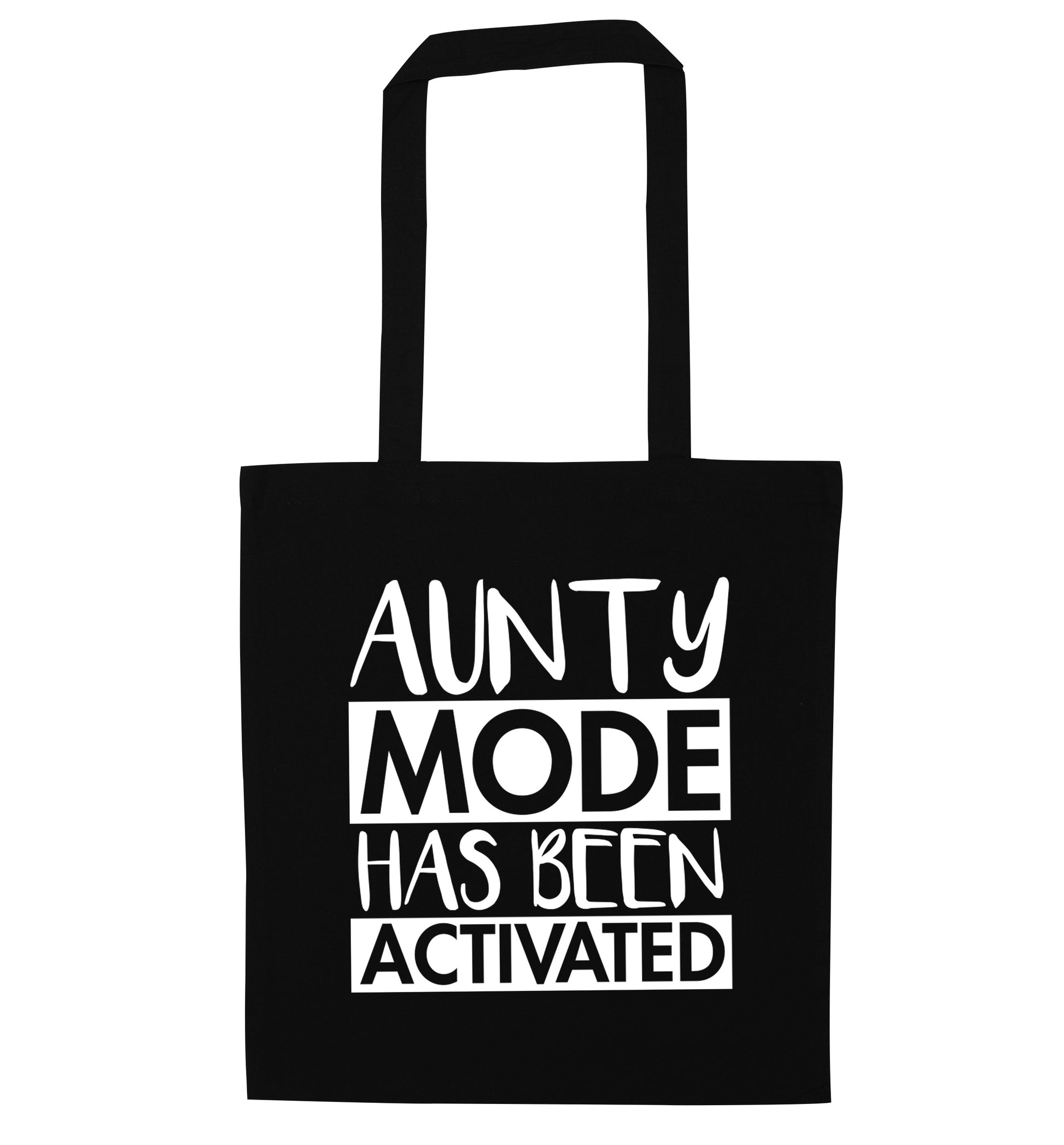 Aunty mode activated black tote bag