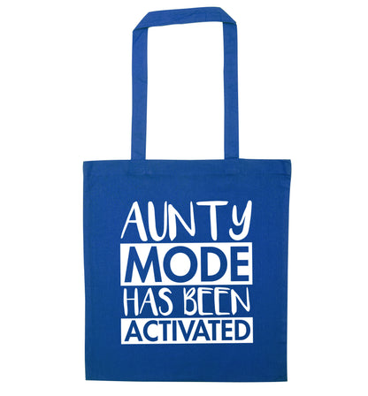 Aunty mode activated blue tote bag