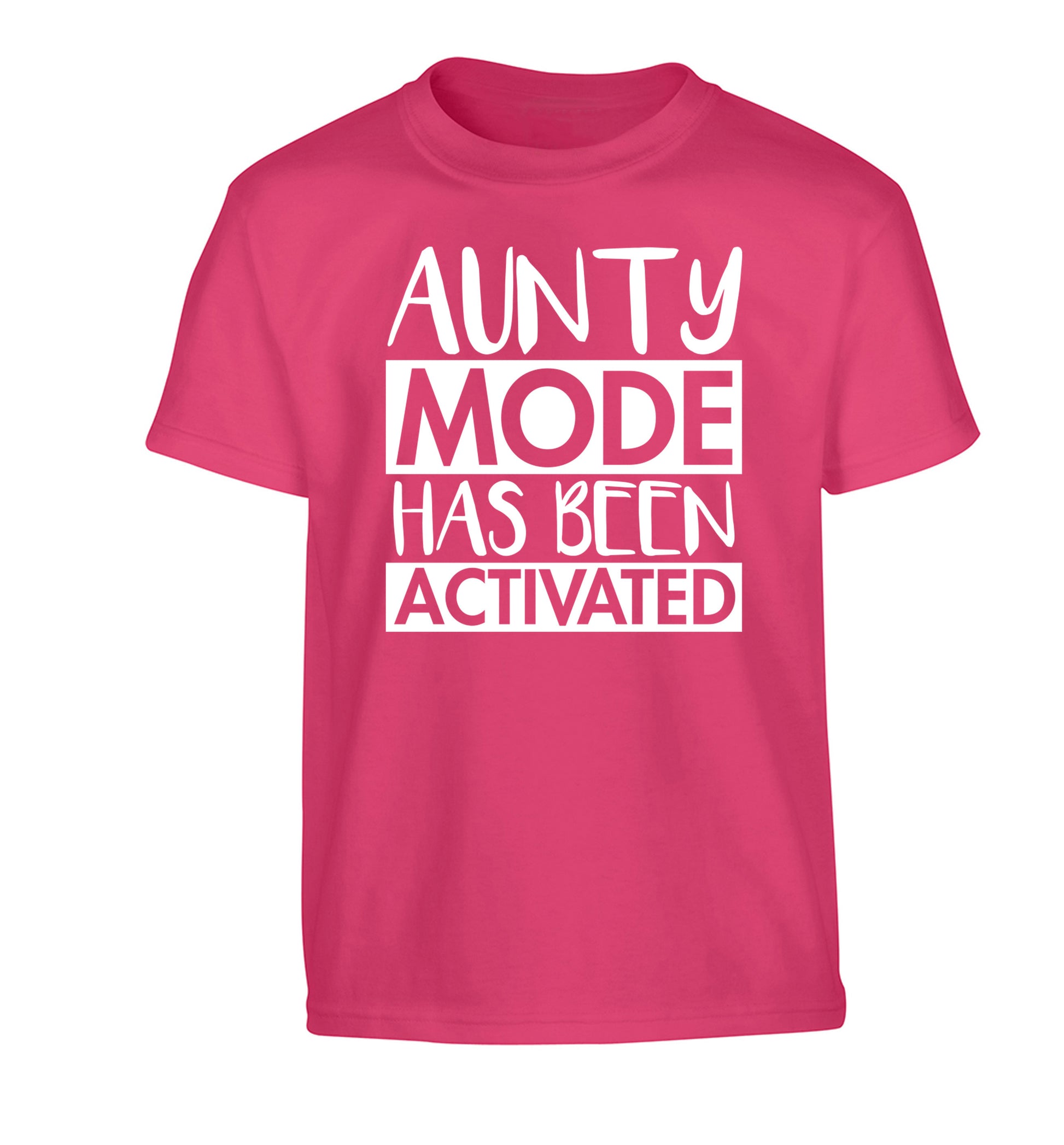 Aunty mode activated Children's pink Tshirt 12-14 Years
