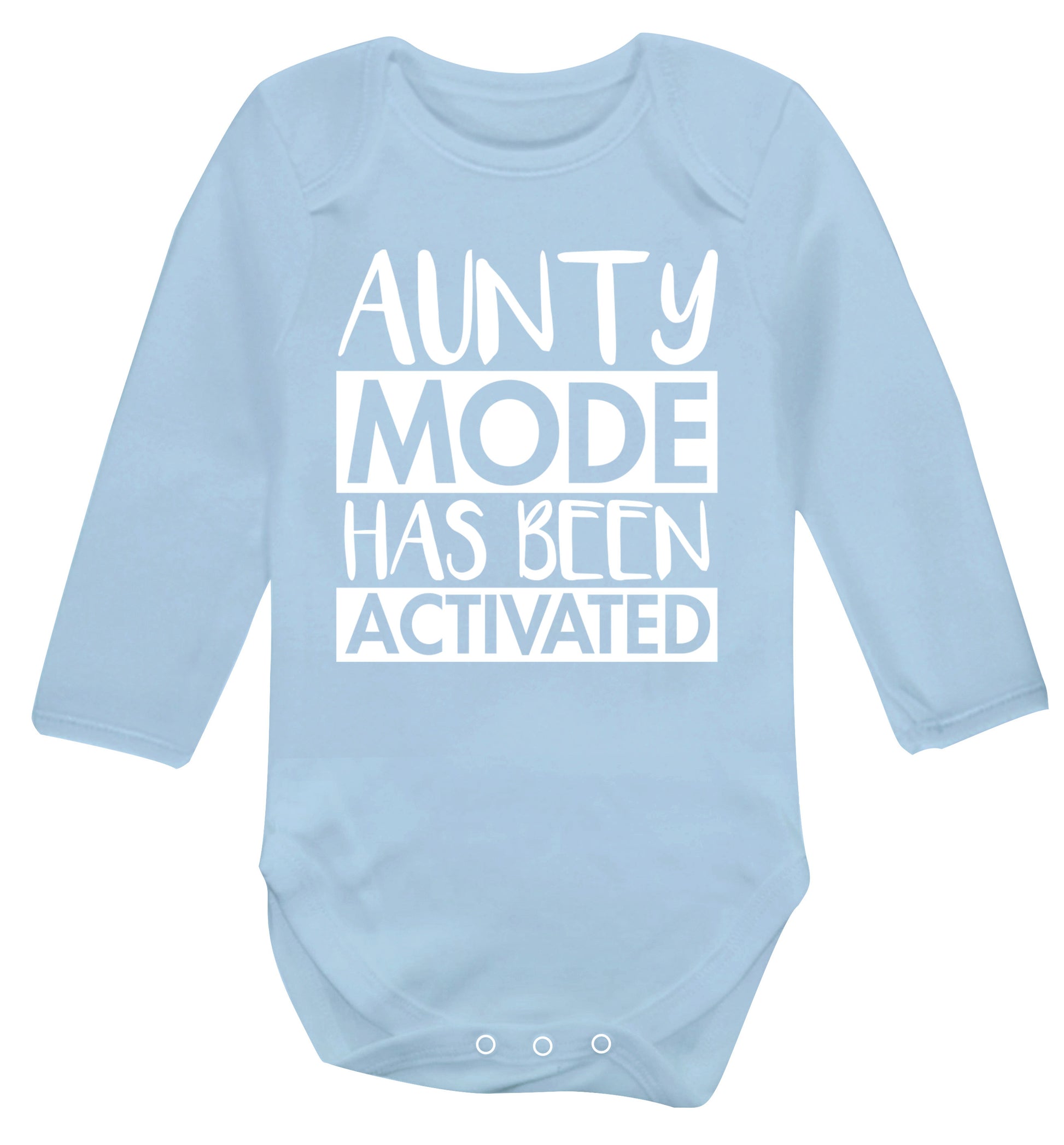 Aunty mode activated Baby Vest long sleeved pale blue 6-12 months