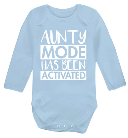 Aunty mode activated Baby Vest long sleeved pale blue 6-12 months
