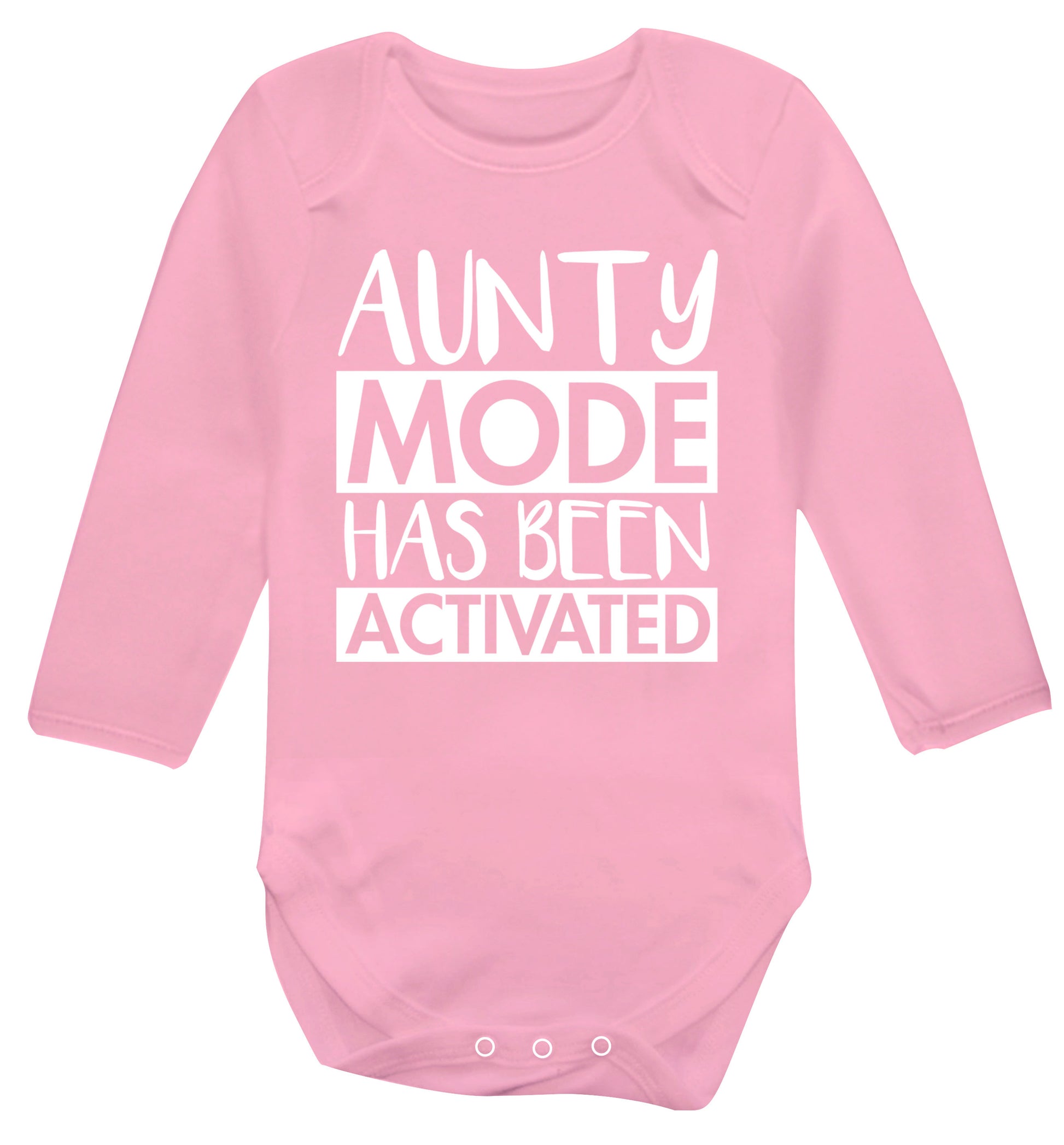 Aunty mode activated Baby Vest long sleeved pale pink 6-12 months