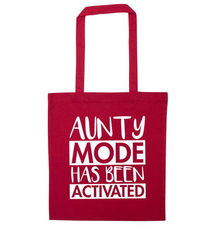 Aunty mode activated red tote bag