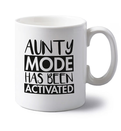 Aunty mode activated left handed white ceramic mug 