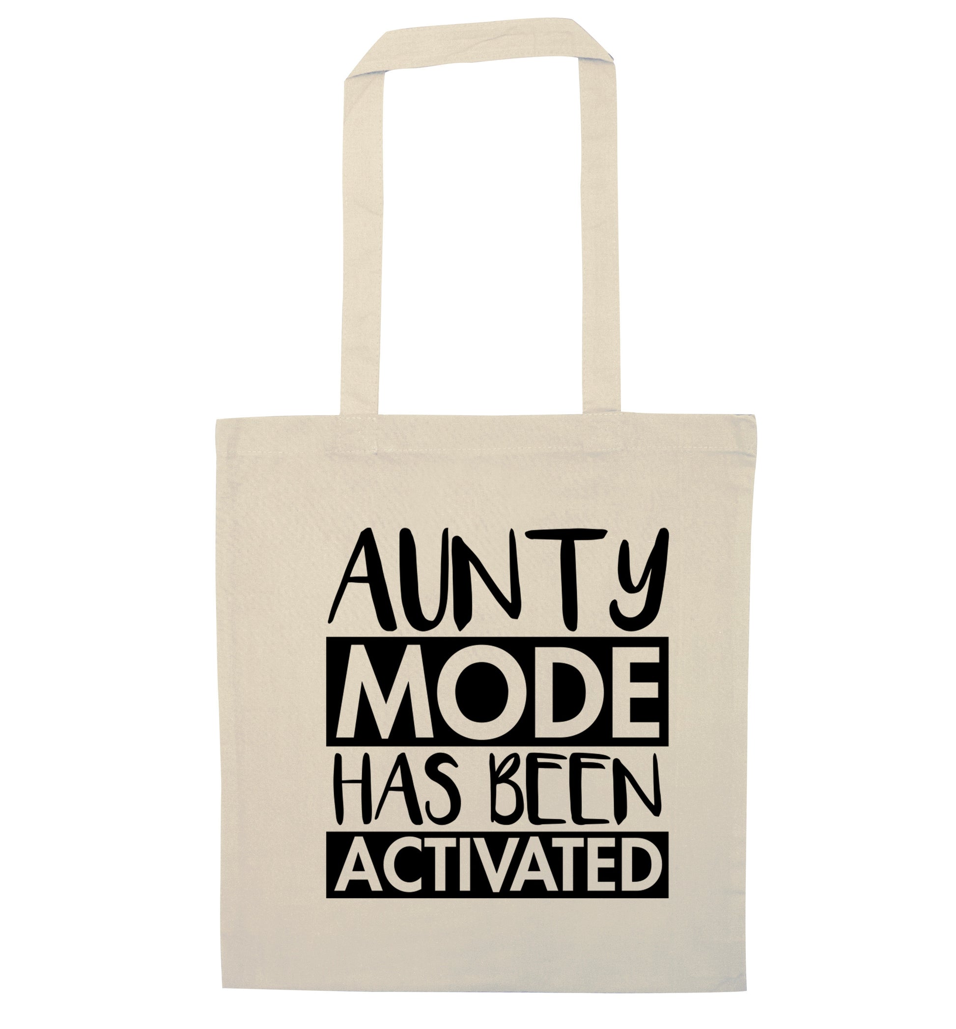 Aunty mode activated natural tote bag