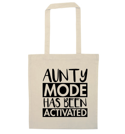 Aunty mode activated natural tote bag