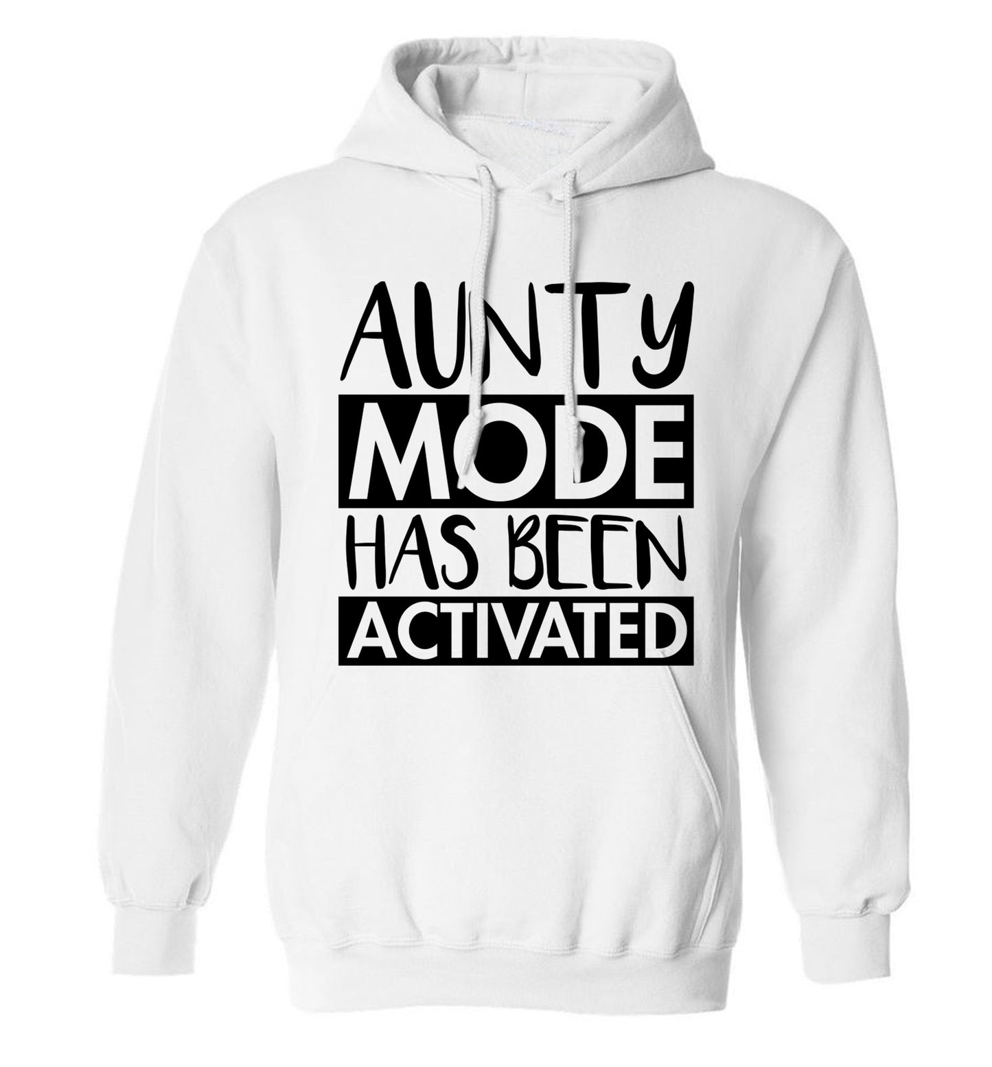 Aunty mode activated adults unisex white hoodie 2XL