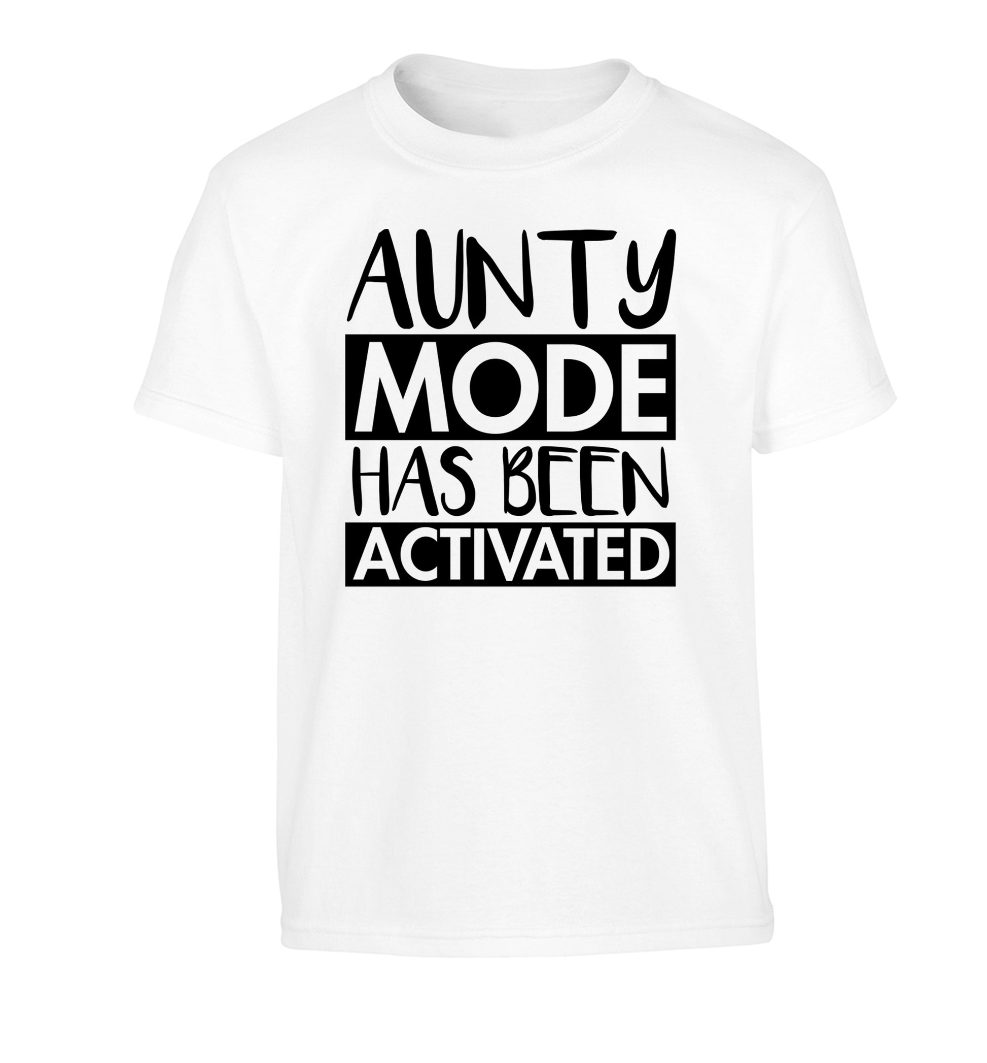 Aunty mode activated Children's white Tshirt 12-14 Years