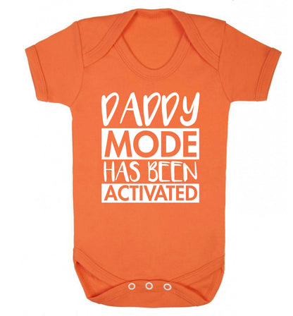 Daddy mode activated Baby Vest orange 18-24 months