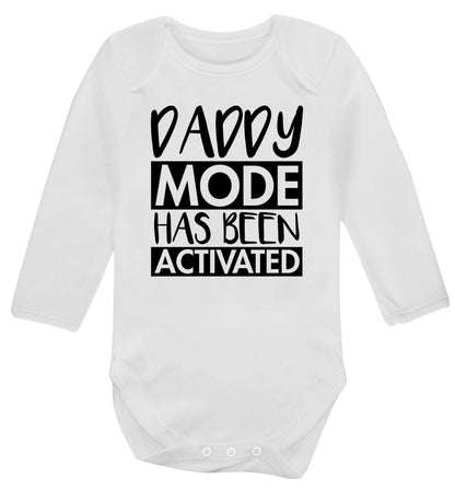 Daddy mode activated Baby Vest long sleeved white 6-12 months