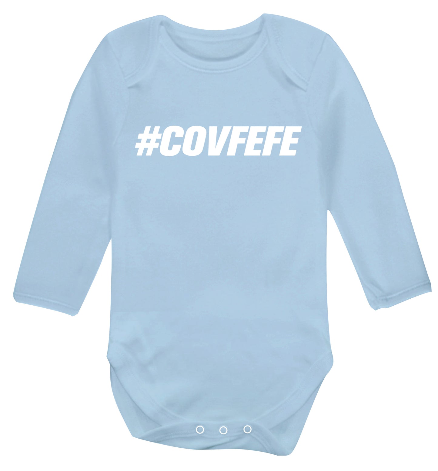 #covfefe Baby Vest long sleeved pale blue 6-12 months