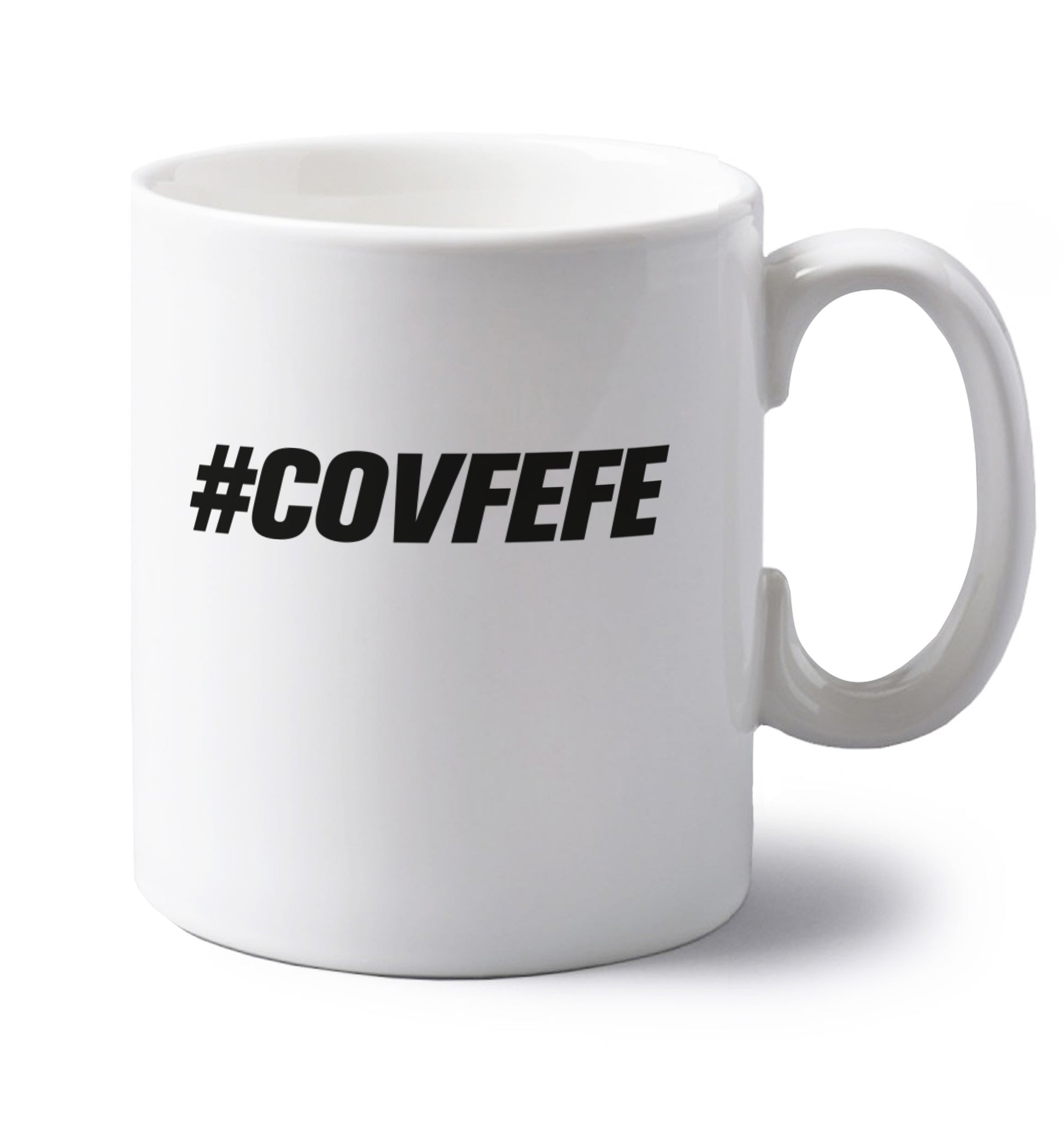 #covfefe left handed white ceramic mug 