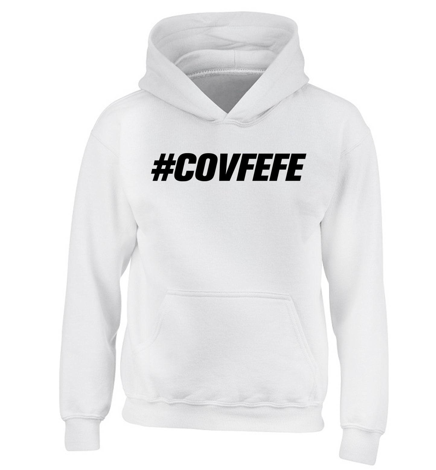 #covfefe children's white hoodie 12-14 Years