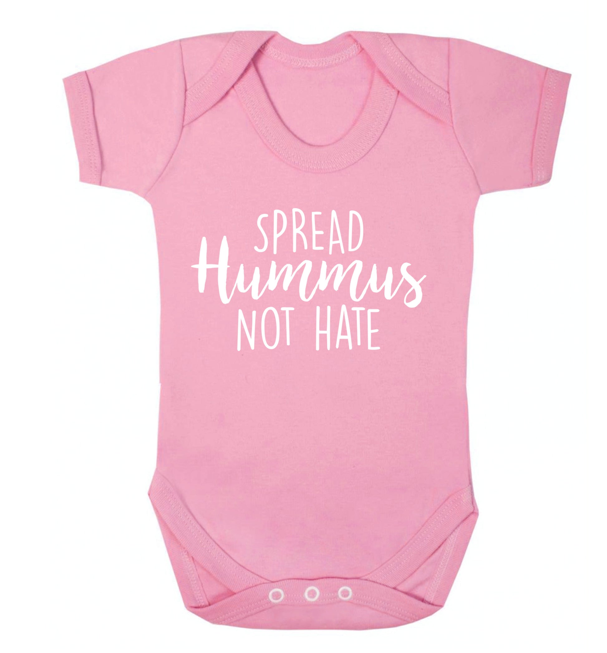 Spread hummus not hate script text Baby Vest pale pink 18-24 months