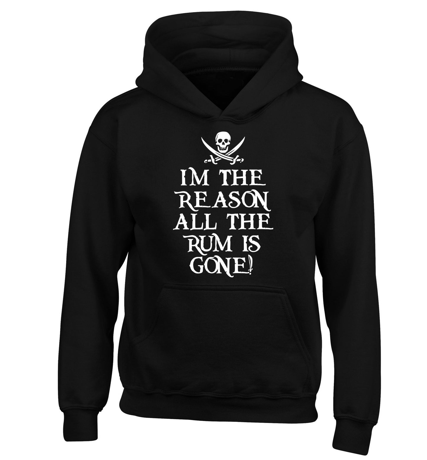 Why is the rum always gone? children's black hoodie 12-14 Years
