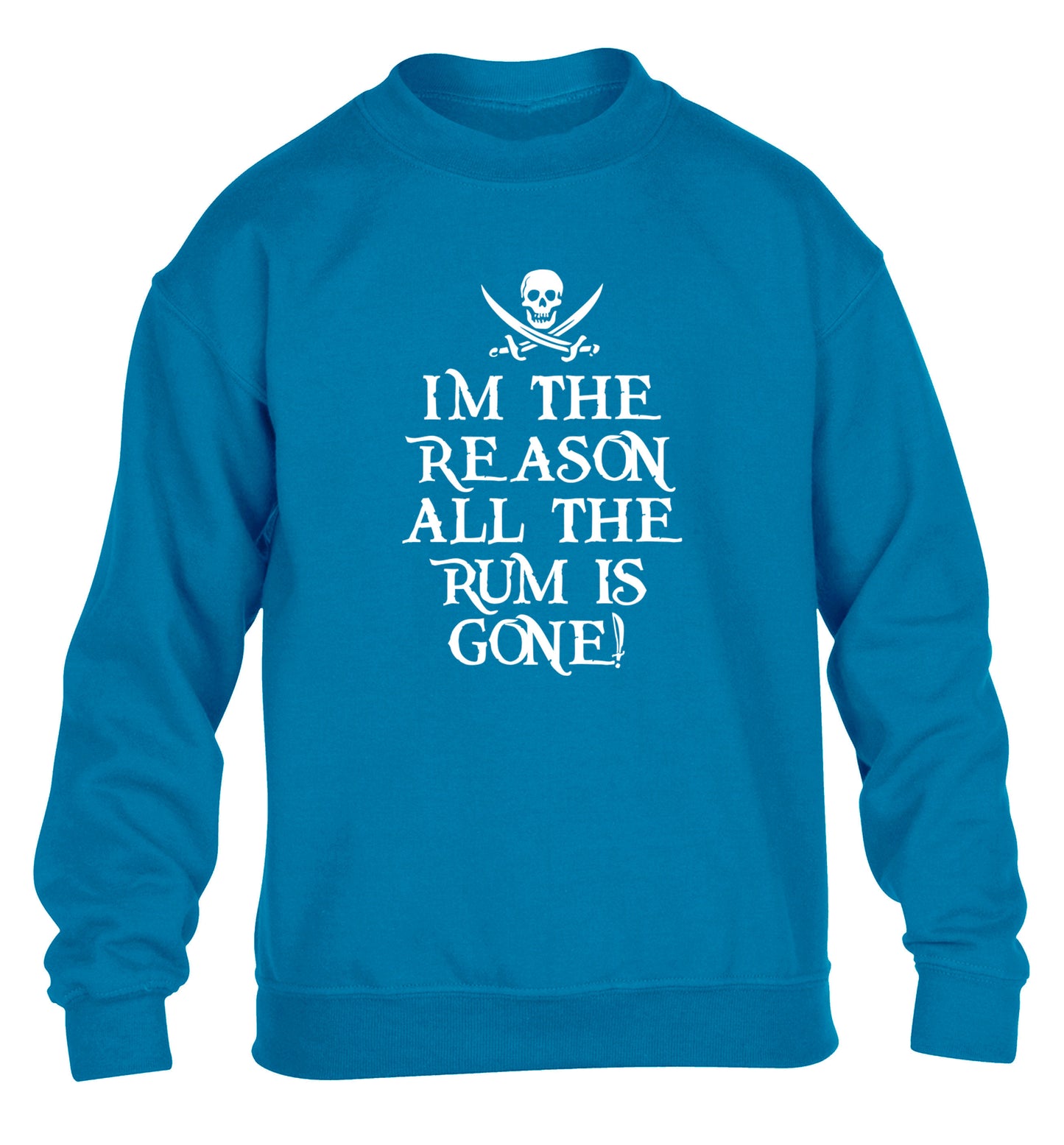 Why is the rum always gone? children's blue sweater 12-14 Years