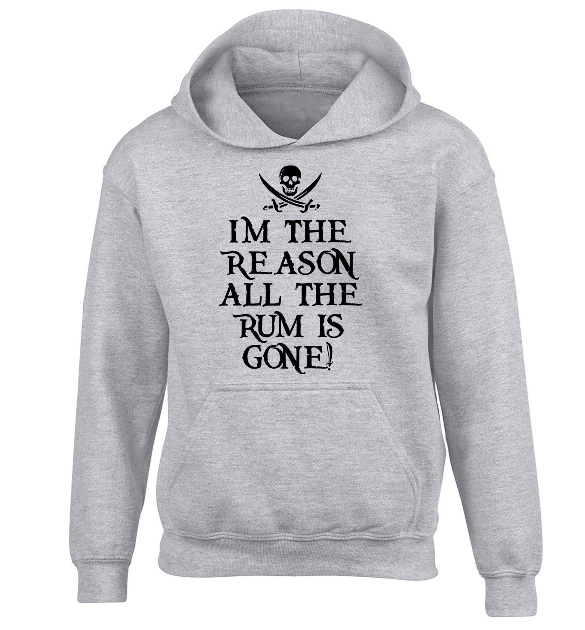 Why is the rum always gone? children's grey hoodie 12-14 Years
