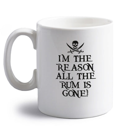 Why is the rum always gone? right handed white ceramic mug 