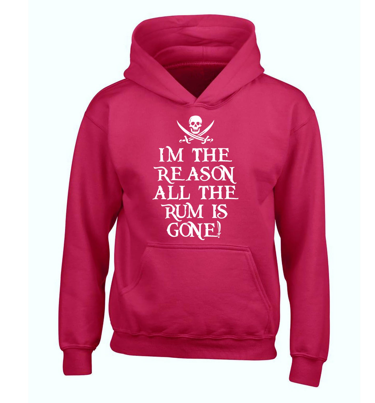 Why is the rum always gone? children's pink hoodie 12-14 Years