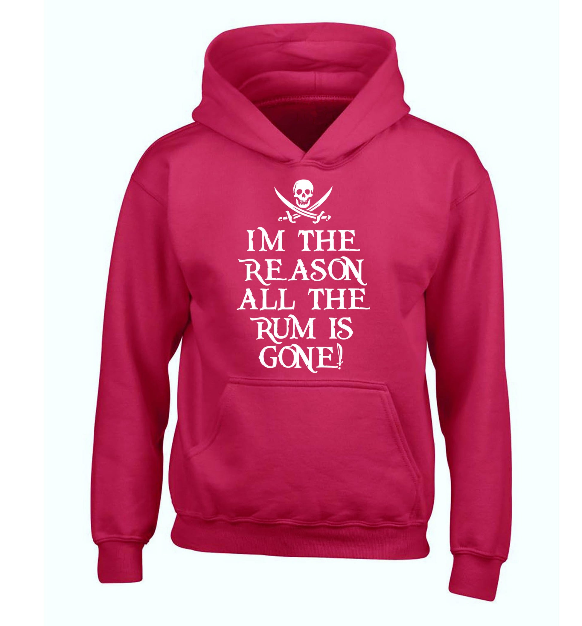Why is the rum always gone? children's pink hoodie 12-14 Years
