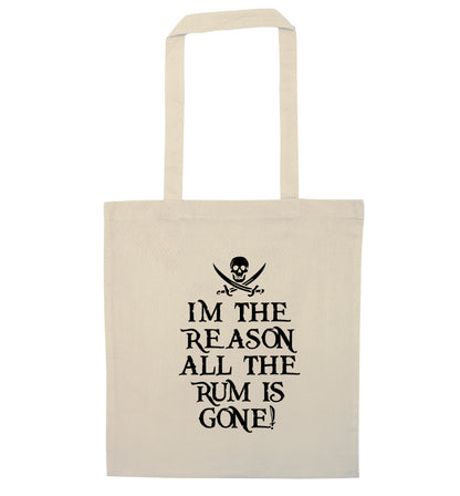 Why is the rum always gone? natural tote bag