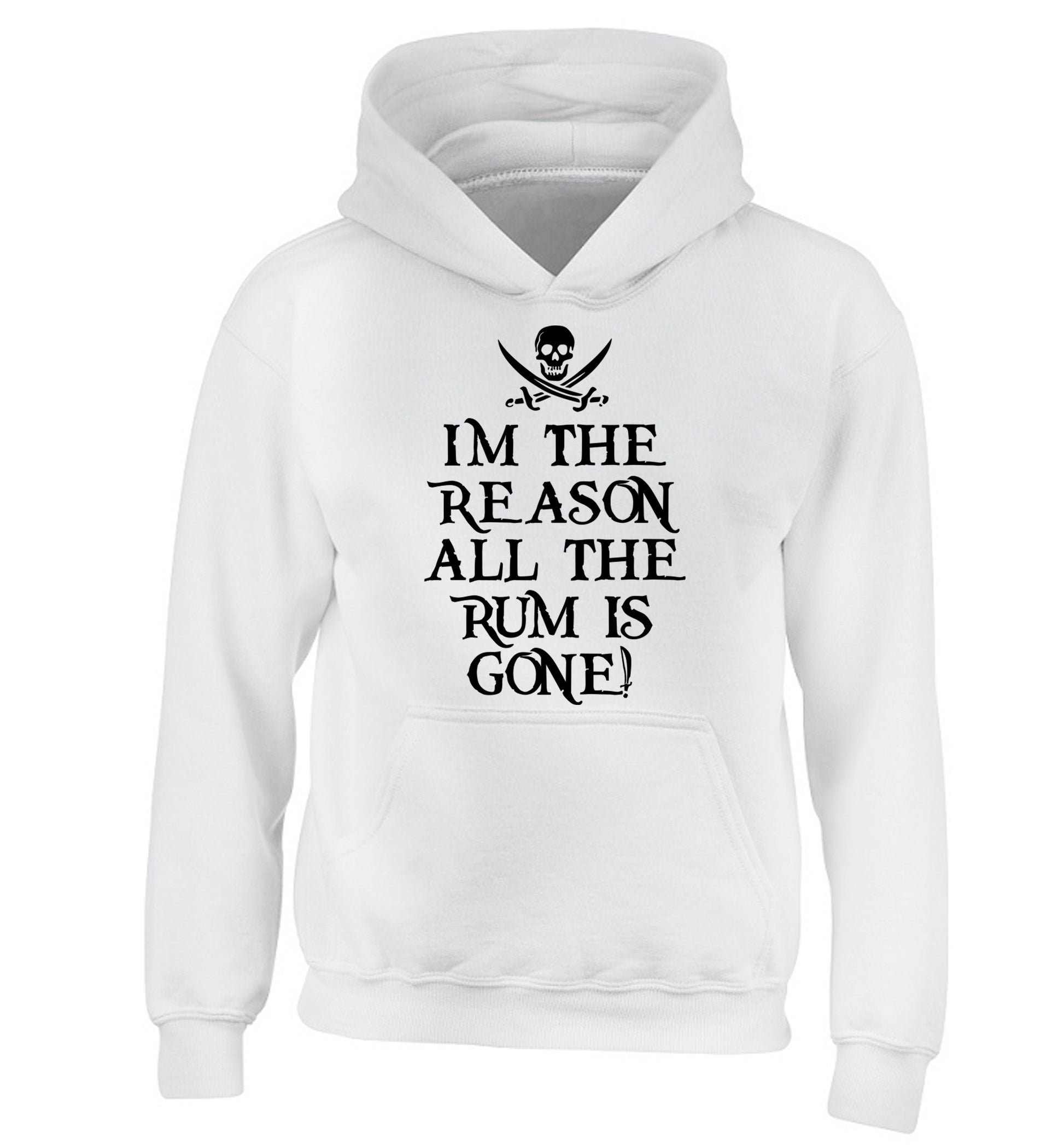 Why is the rum always gone? children's white hoodie 12-14 Years
