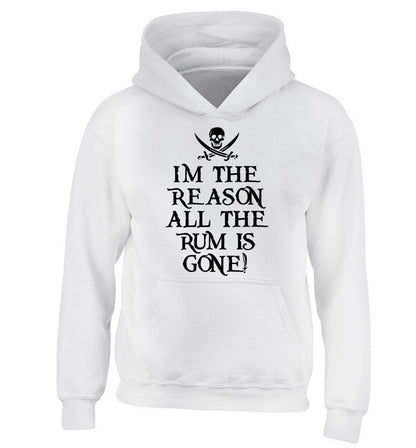 Why is the rum always gone? children's white hoodie 12-14 Years