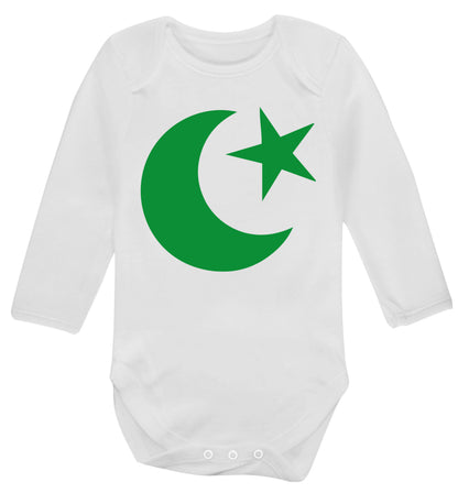 Eid Symbol Baby Vest long sleeved white 6-12 months