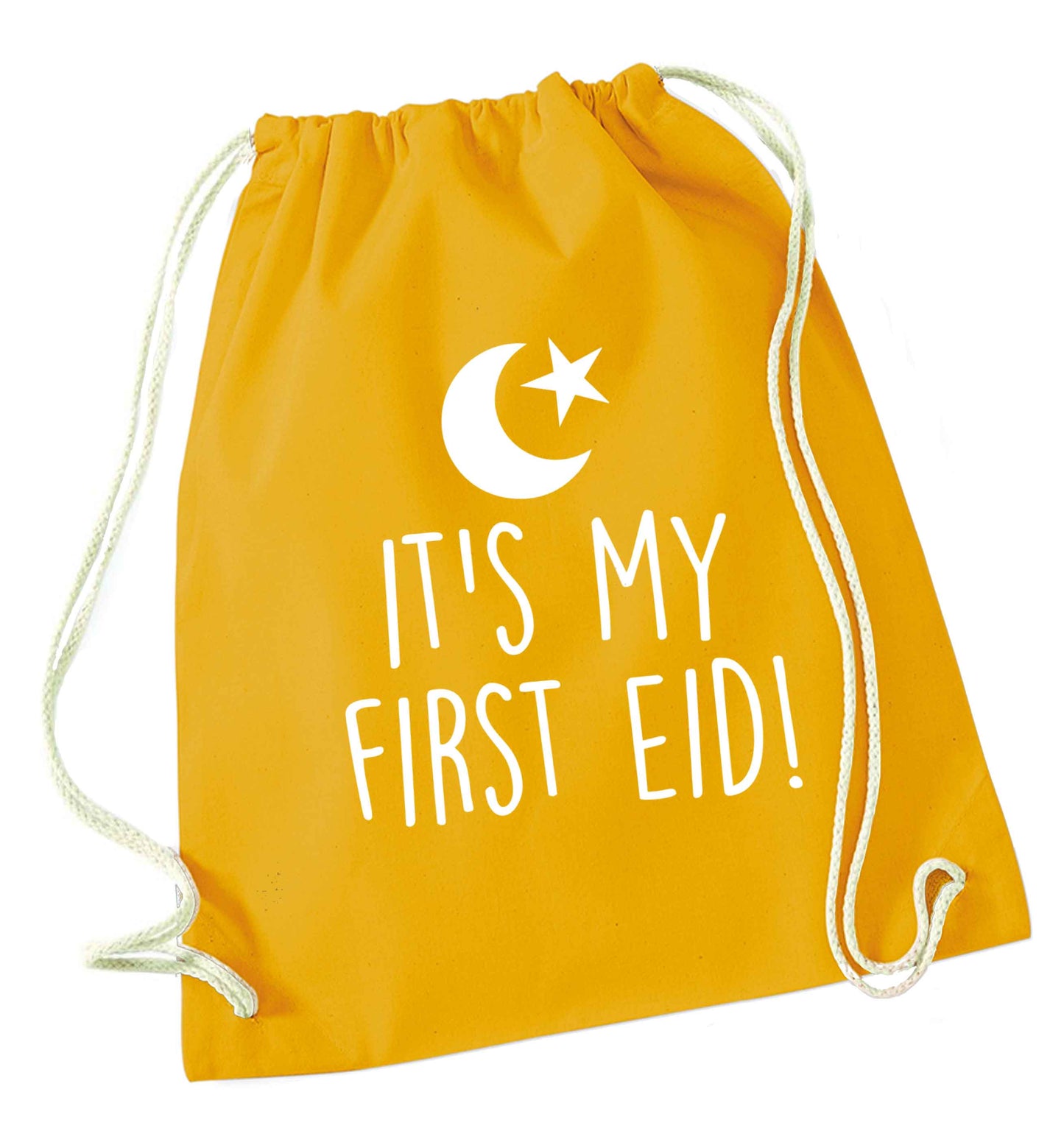 It's my first Eid mustard drawstring bag