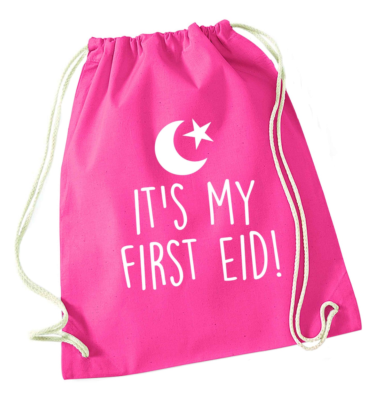 It's my first Eid pink drawstring bag