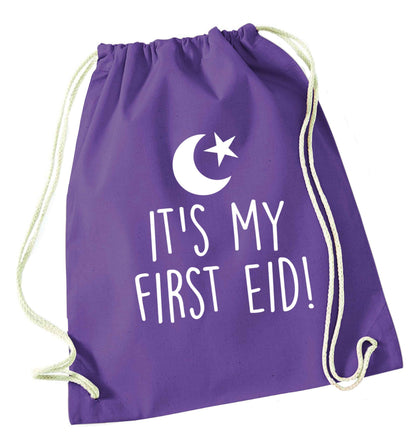 It's my first Eid purple drawstring bag