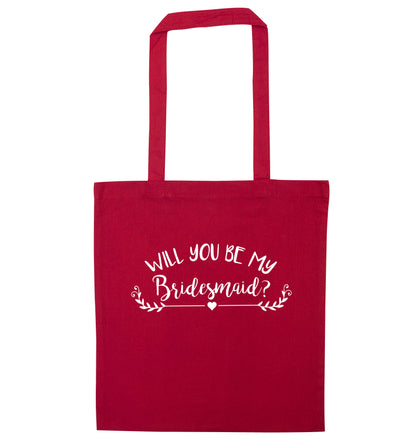 Will you be my bridesmaid? red tote bag