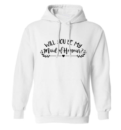 Will you be my maid of honour? adults unisex white hoodie 2XL