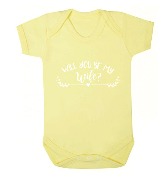 Will you be my wife? Baby Vest pale yellow 18-24 months