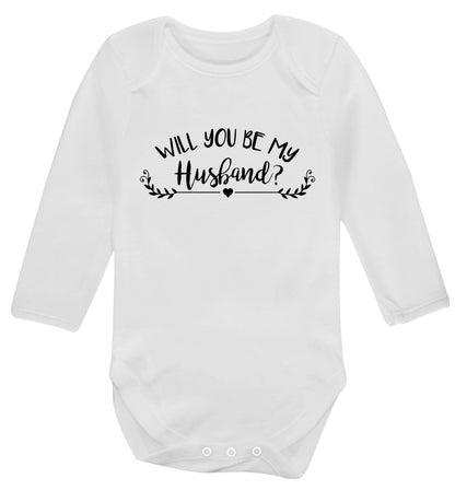 Will you be my husband? Baby Vest long sleeved white 6-12 months