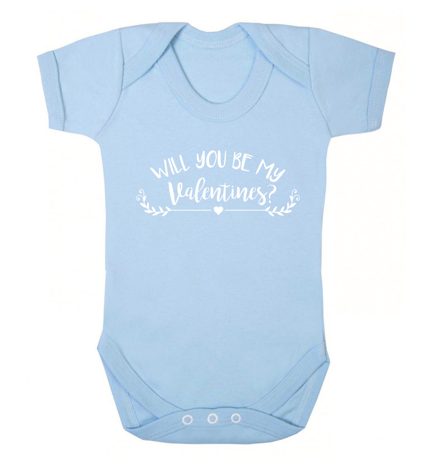 Will you be my valentines? Baby Vest pale blue 18-24 months
