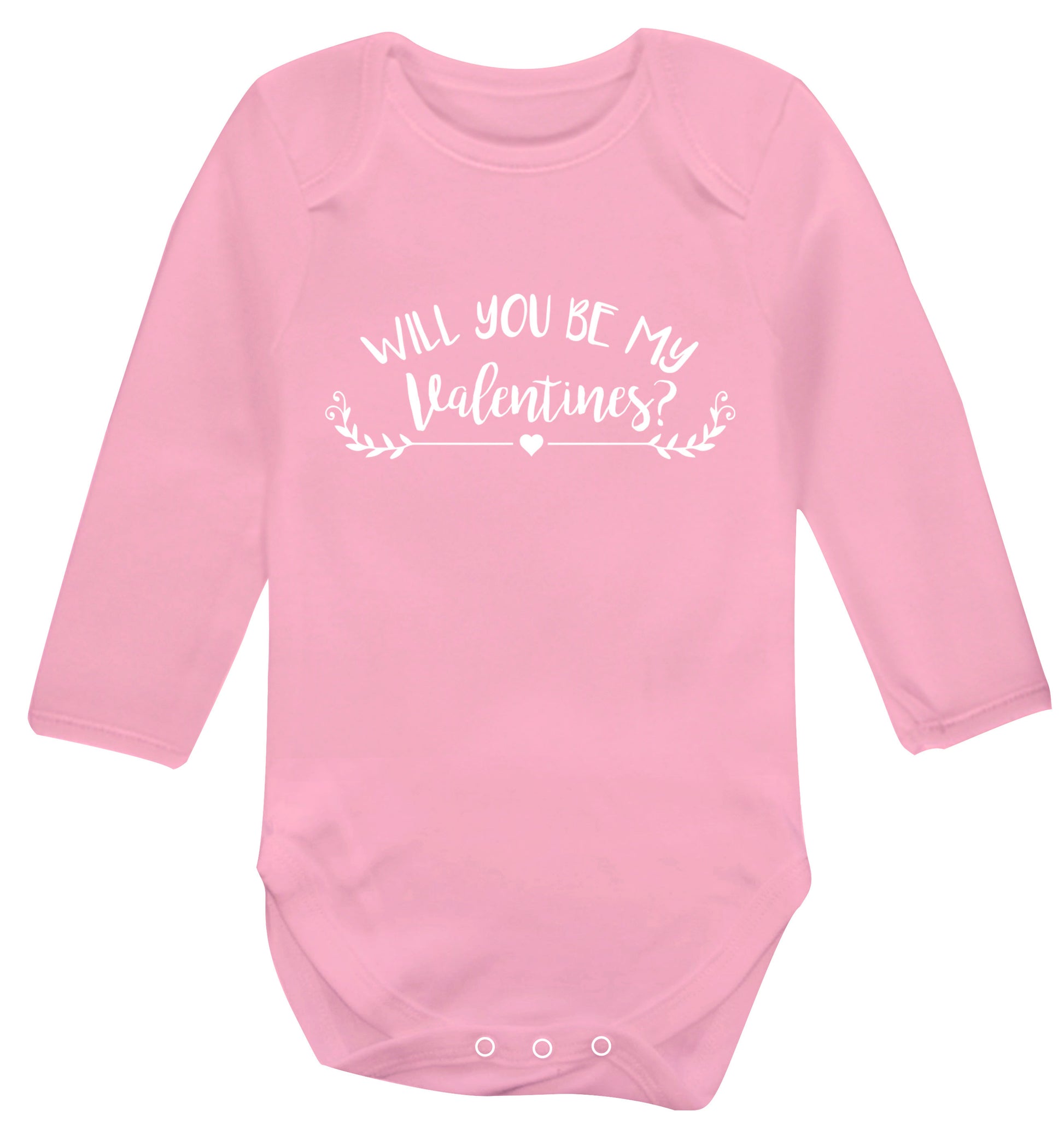 Will you be my valentines? Baby Vest long sleeved pale pink 6-12 months