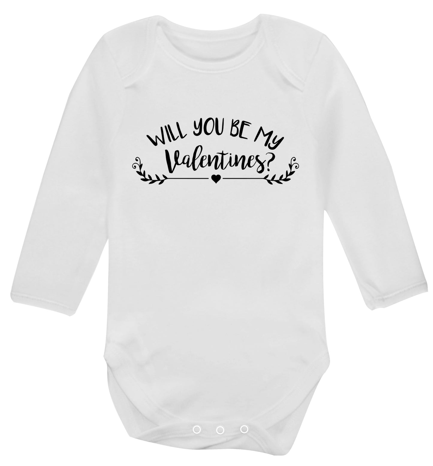 Will you be my valentines? Baby Vest long sleeved white 6-12 months