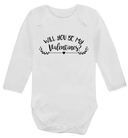 Will you be my valentines? Baby Vest long sleeved white 6-12 months