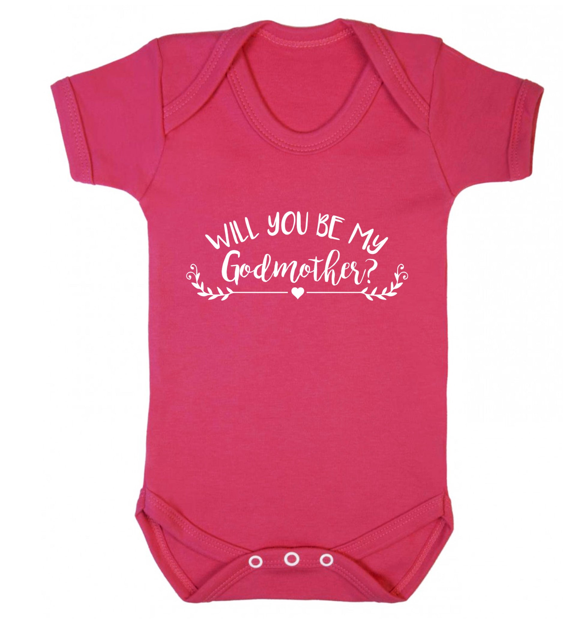 Will you be my godmother? Baby Vest dark pink 18-24 months