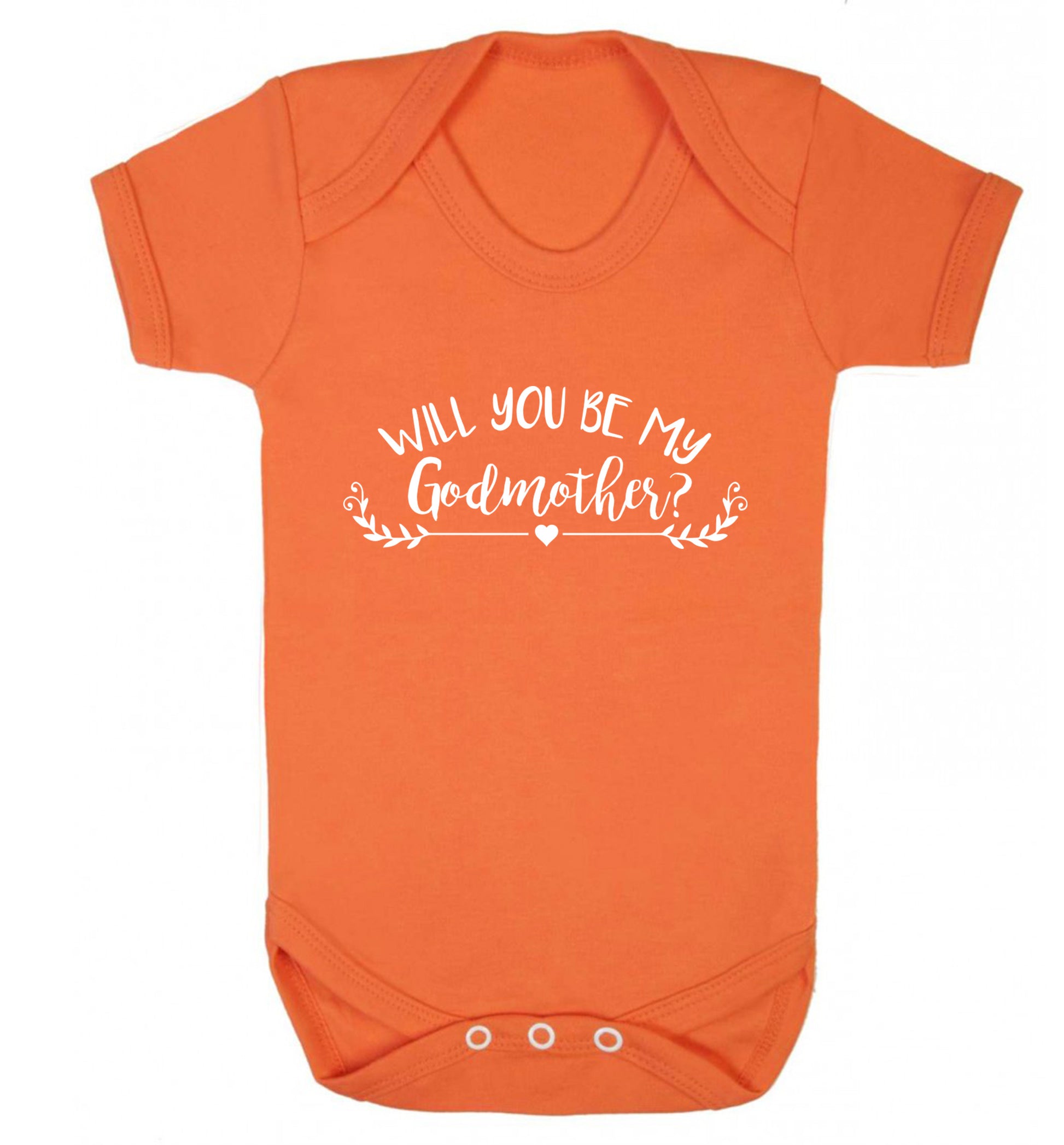 Will you be my godmother? Baby Vest orange 18-24 months