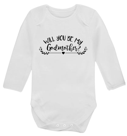Will you be my godmother? Baby Vest long sleeved white 6-12 months