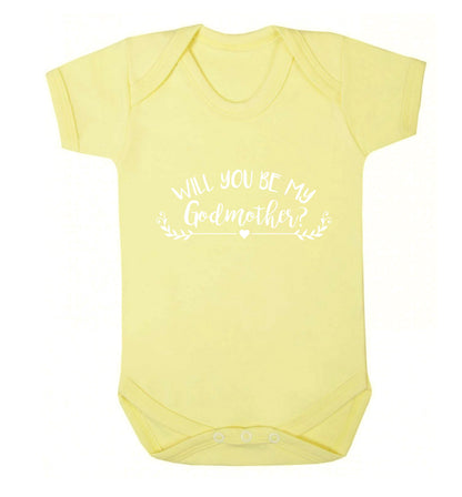 Will you be my godmother? Baby Vest pale yellow 18-24 months