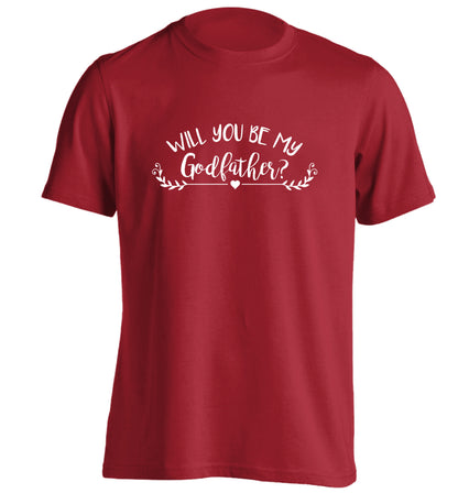 Will you be my godfather? adults unisex red Tshirt 2XL