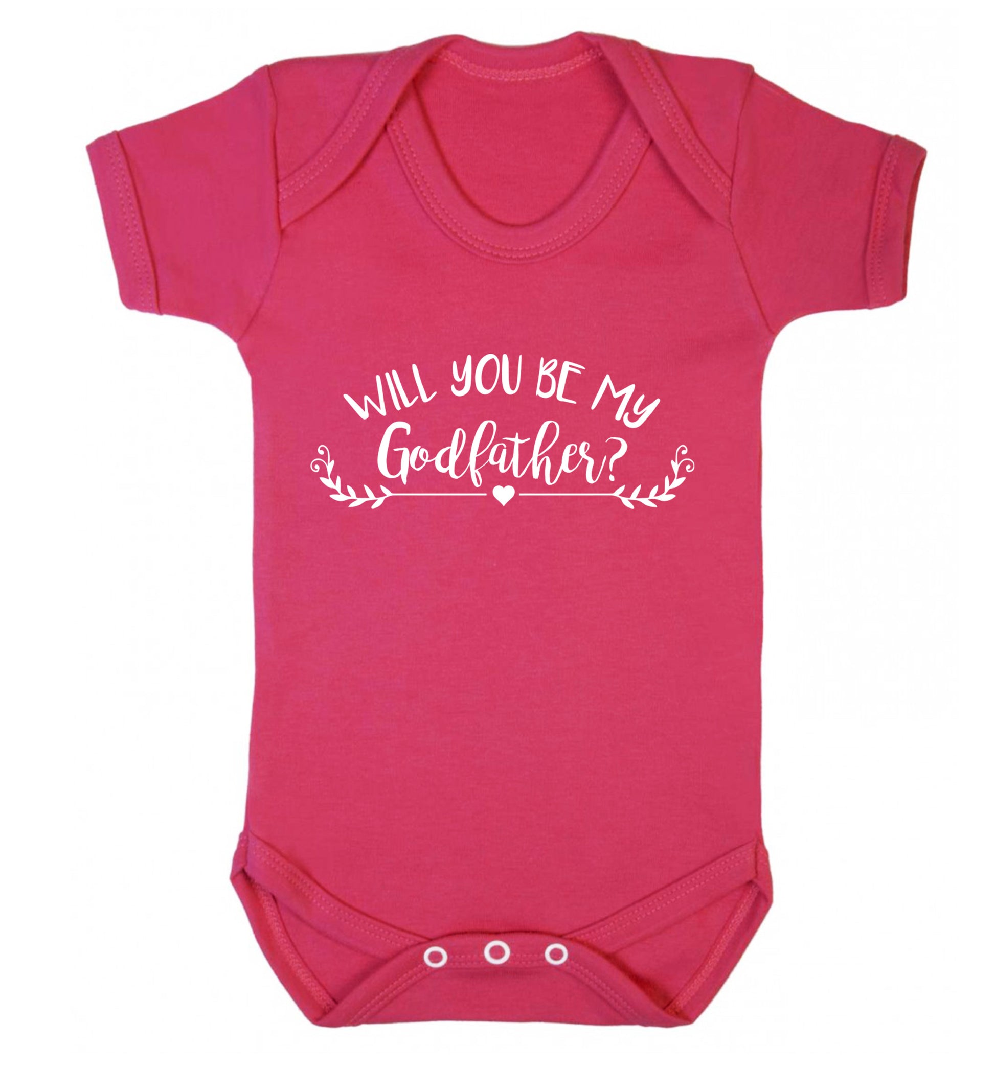Will you be my godfather? Baby Vest dark pink 18-24 months